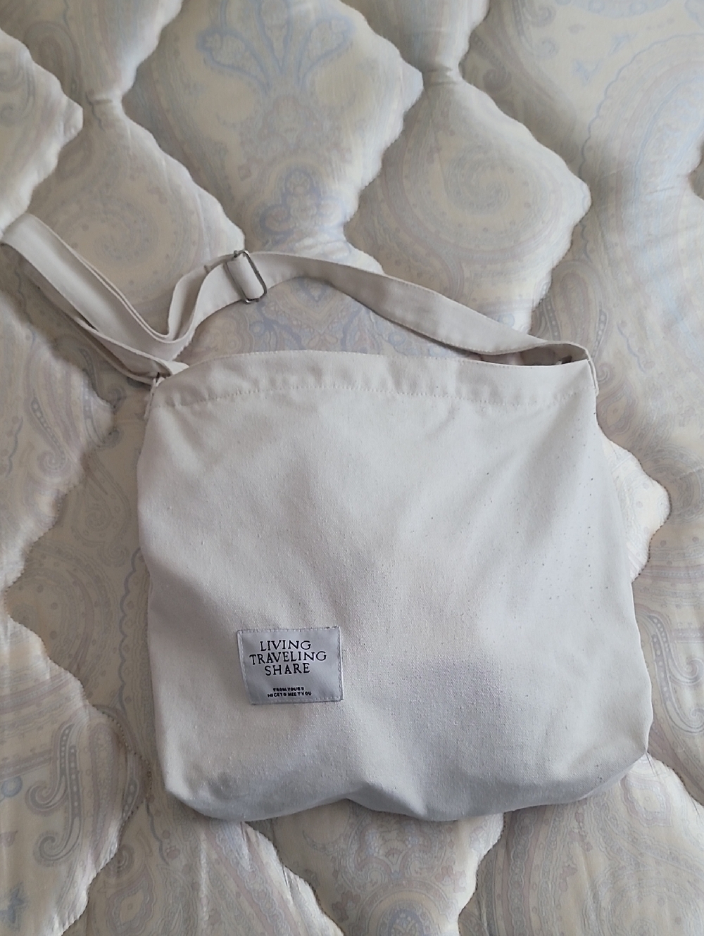 Cream Canvas Crossbody Bag